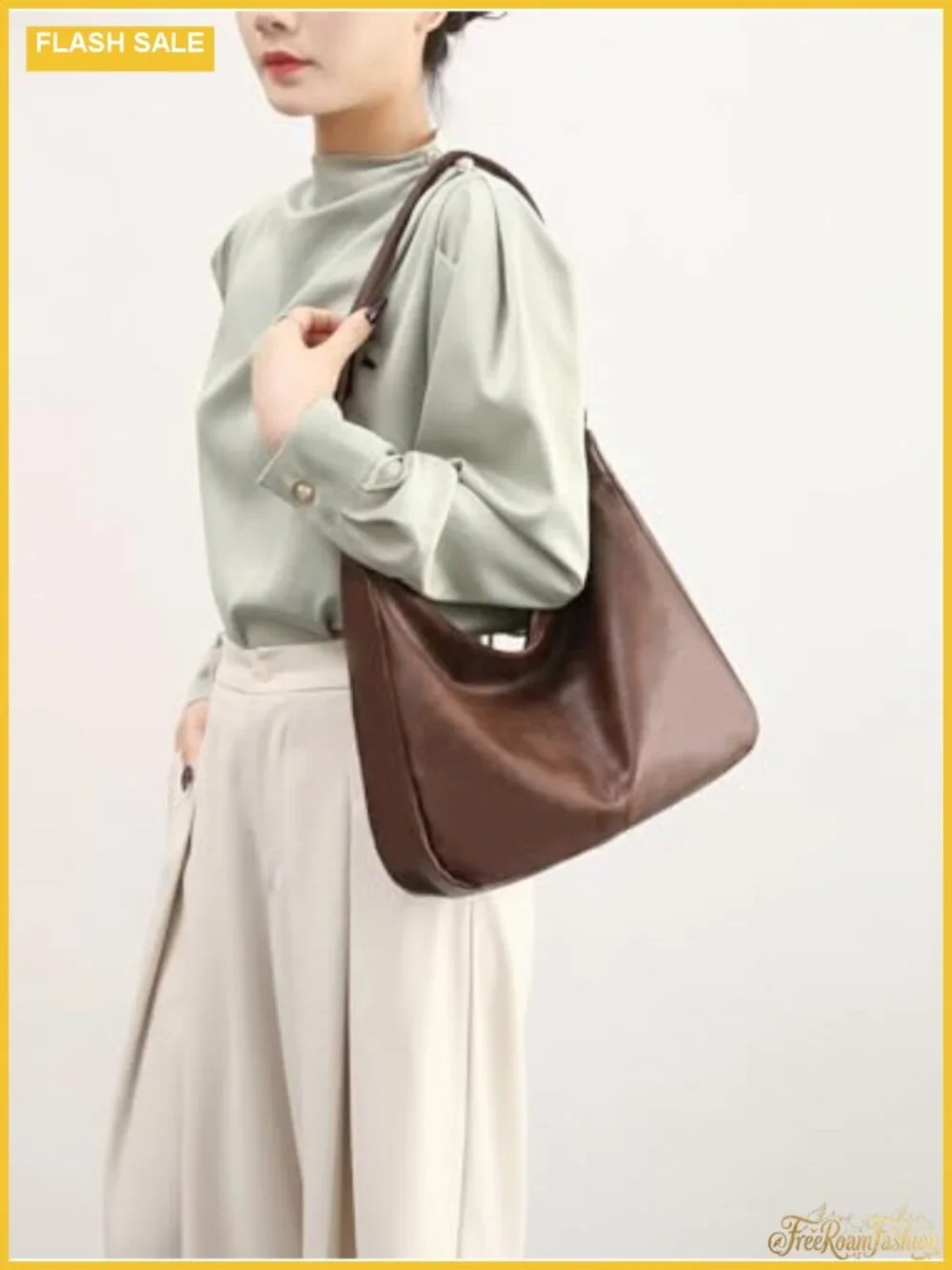 Vegan Leather Hobo Bag Foldable Shoulder Crossbody Purse